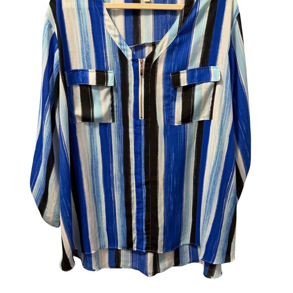 Cato Womens Blue/Black Striped Blouse Size 26/28W Polyester blouse - Picture 5 of 12